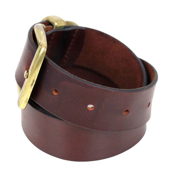 VTG BROWN GENUINE LEATHER 1 3/8"Wd CASUAL DRESS WOMEN'S BELT Sz M (X62 - Picture 3 of 11